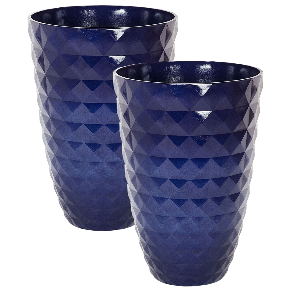 Set of 2 Plant Pots FERIZA 42 cm Navy Blue