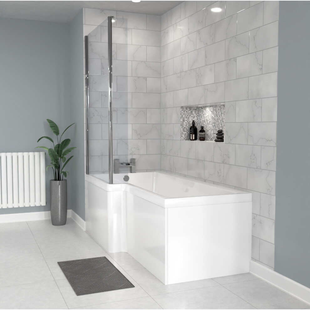 Modern Bathroom L-shape Shower Left Hand, Bath Screen & Front Panel