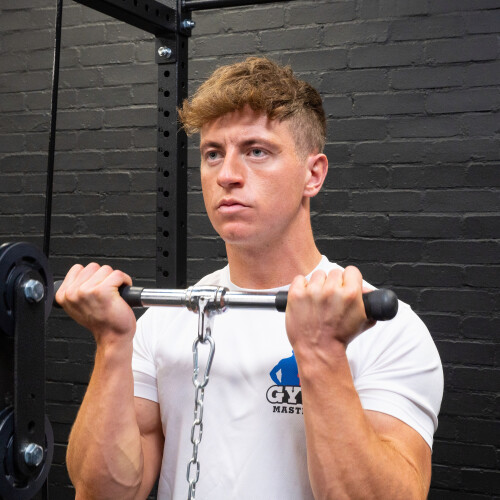 GYM MASTER Revolving Straight Bar Cable Attachment Textured Grip Curl Multi Gym 1