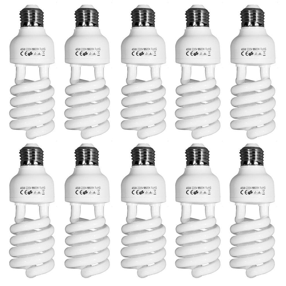 10 x 45W Equivalent Spiral Fluorescent 5500K Daylight Photography Bulbs-image-OPC-PFXGKRP-NEW