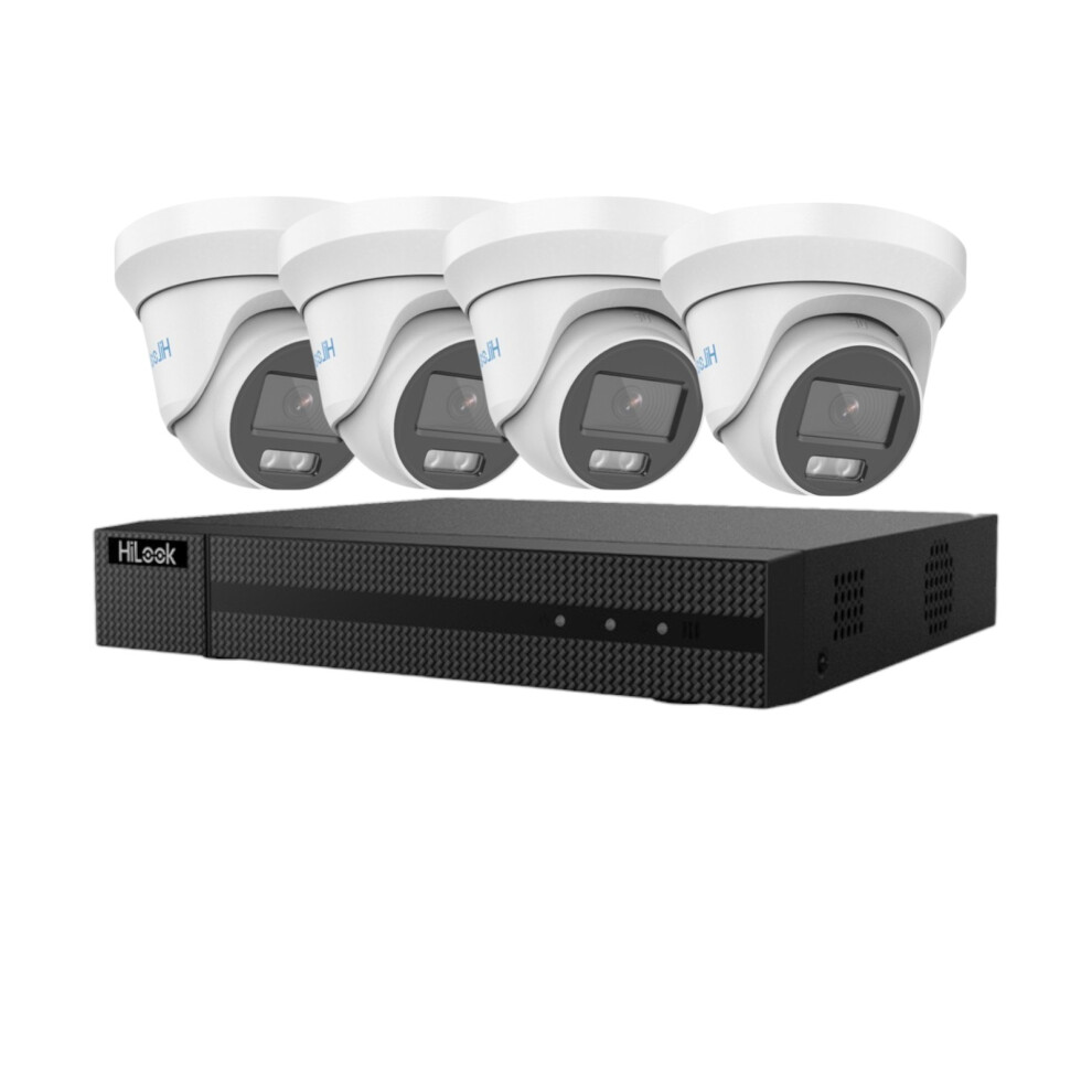 (4Tb)X4 Hikvision Hilook 4Ch Dvr 2Mp Analog Cctv Turret Audio Kit Hdd 6937096302210