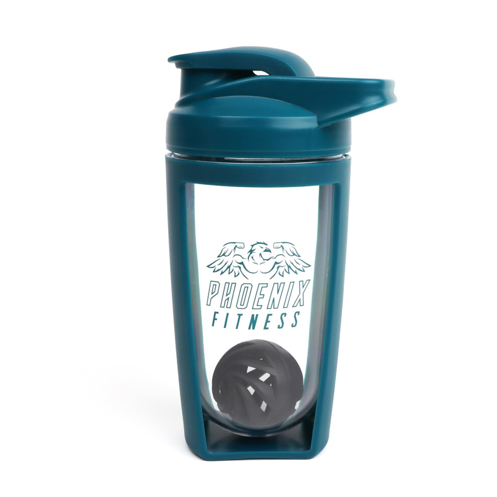 Phoenix Fitness 600Ml Protein Shaker Bottle - Teal