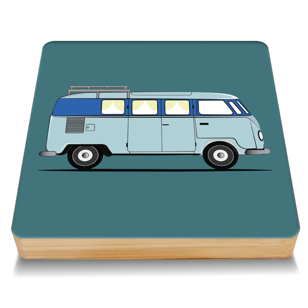 Coach House Outfitters Blue Camper Van Bamboo Drinks Coaster