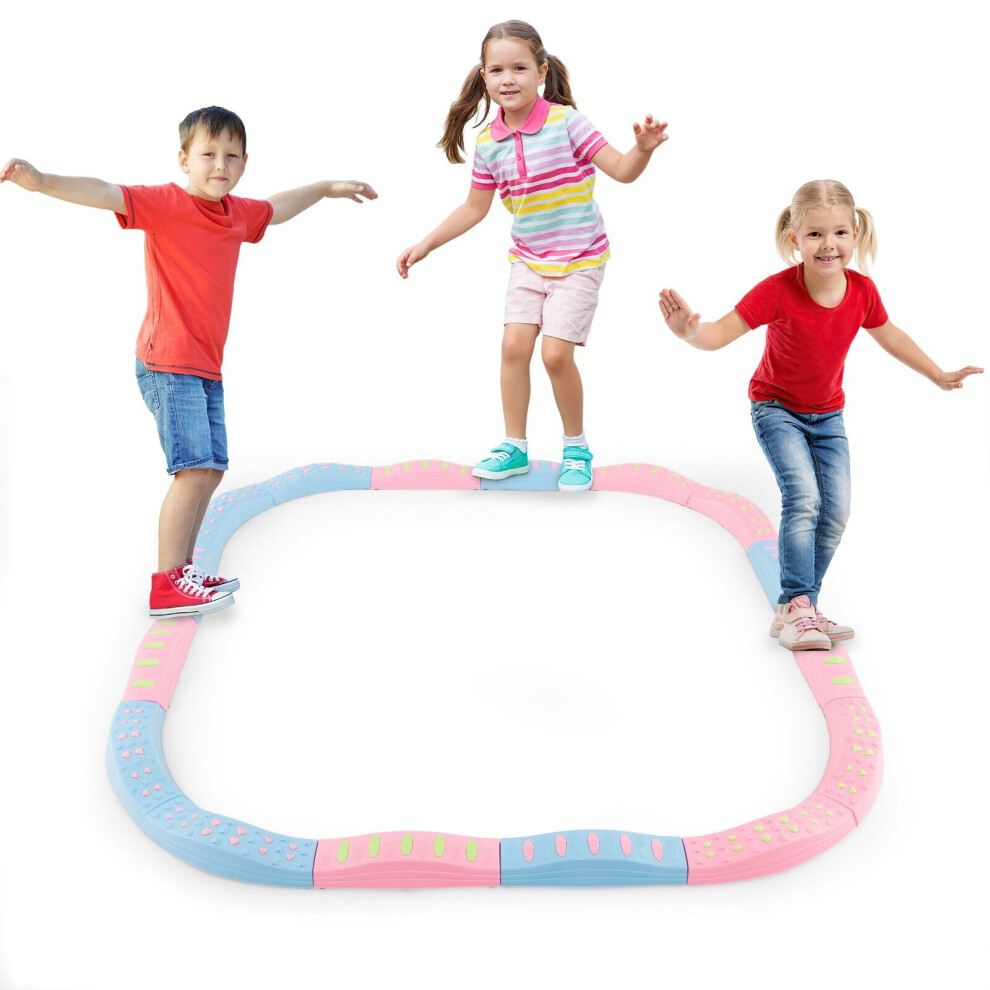 Kids Balance Beams Toddler Stepping Stones Balance Tactile Board-Pink