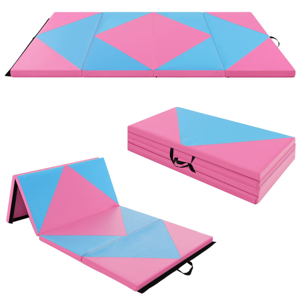 Gymnastics Exercise Mat 8FT Tumbling Mats w/High Density Thick Foam Yoga-pink