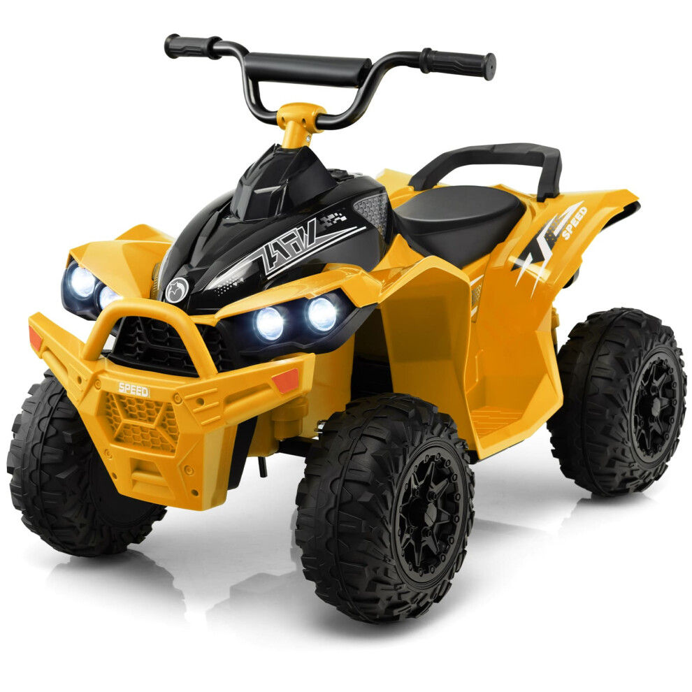 Kids Ride On ATV 12V Battery-Powered Ride-On Vehicle w/LED Lights-Yellow