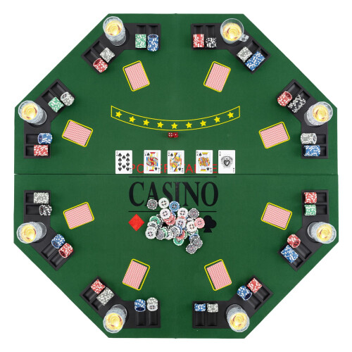 Costway 8 Player Foldable Texas Holdem Poker Table Topper with Carrying Bag 2