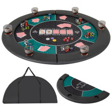 120 CM 6-Player Foldable Poker Table Top Casino w/ Carrying Bag-Green