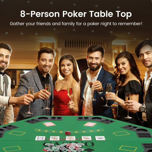 Costway 8 Player Foldable Texas Holdem Poker Table Topper with Carrying Bag