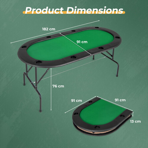 Costway 8 Players Poker Table Folding Cardboard Game Table w/8 Cup Holders-Green 1