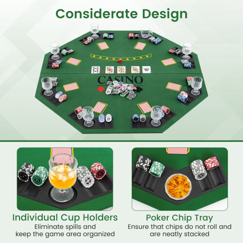 Costway 8 Player Foldable Texas Holdem Poker Table Topper with Carrying Bag 1