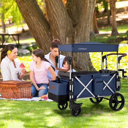 Costway Twin  Baby Double Stroller Wagon  Push Pull Stroller Wagon Adjustable Handle Bar 2