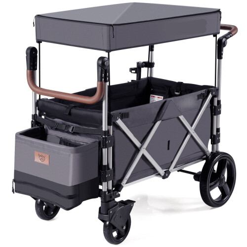 Costway Twin  Baby Double Stroller Wagon  Push Pull Stroller Wagon Adjustable Handle Bar