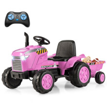 12V Kids Ride-On Tractor with Trailer - 2-in-1 Electric Toy Car for Toddlers, Remote Control, Lights & Sound