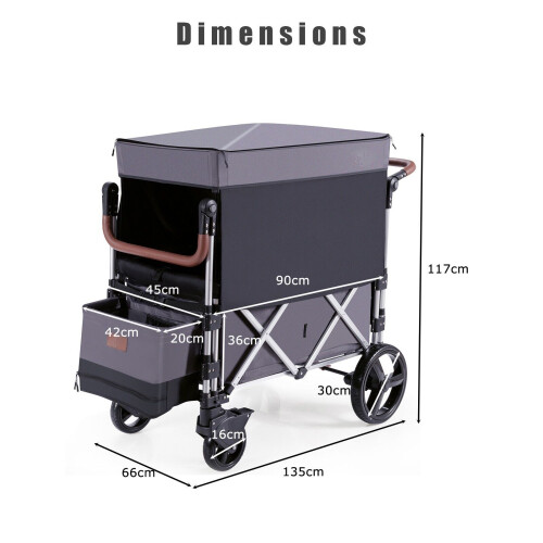Costway Twin  Baby Double Stroller Wagon  Push Pull Stroller Wagon Adjustable Handle Bar 1