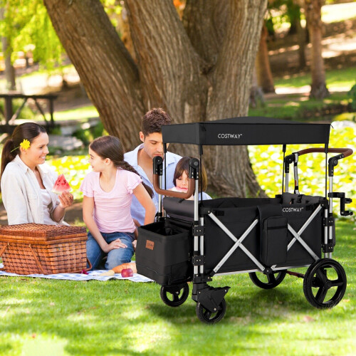 Costway Twin  Baby Double Stroller Wagon  Push Pull Stroller Wagon Adjustable Handle Bar 2