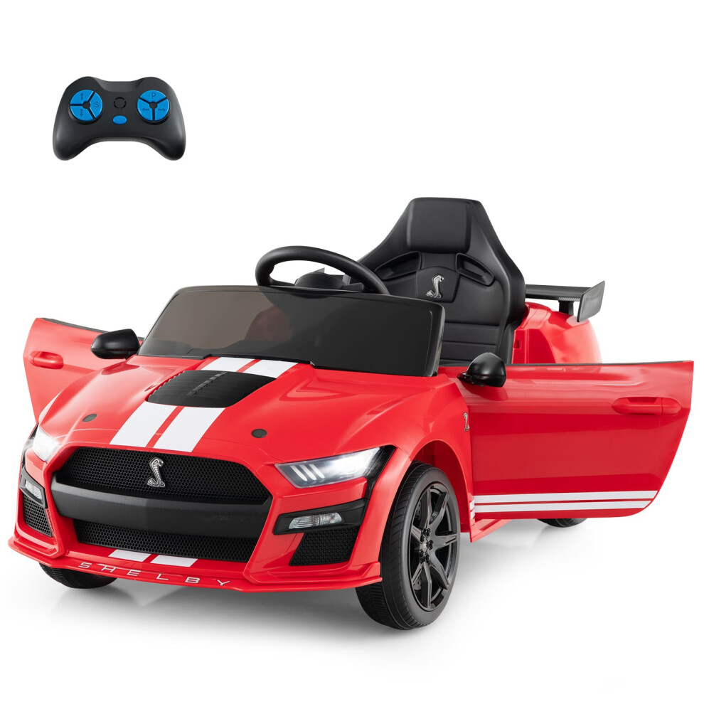 Costway 12V Licensed Ford Mustang Shelby Gt500 Kids Ride On Car- Red