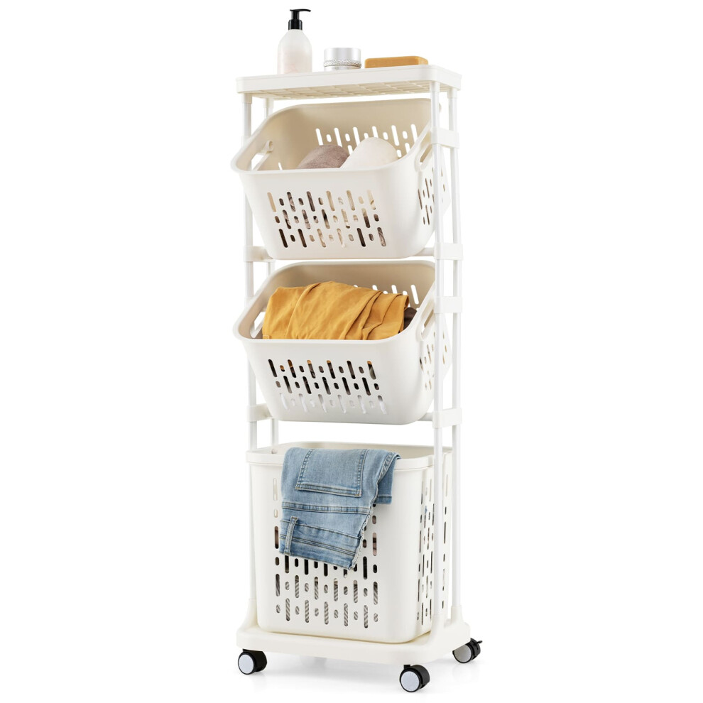 3-Tier Laundry Hamper Cart Laundry Sorter Organizer