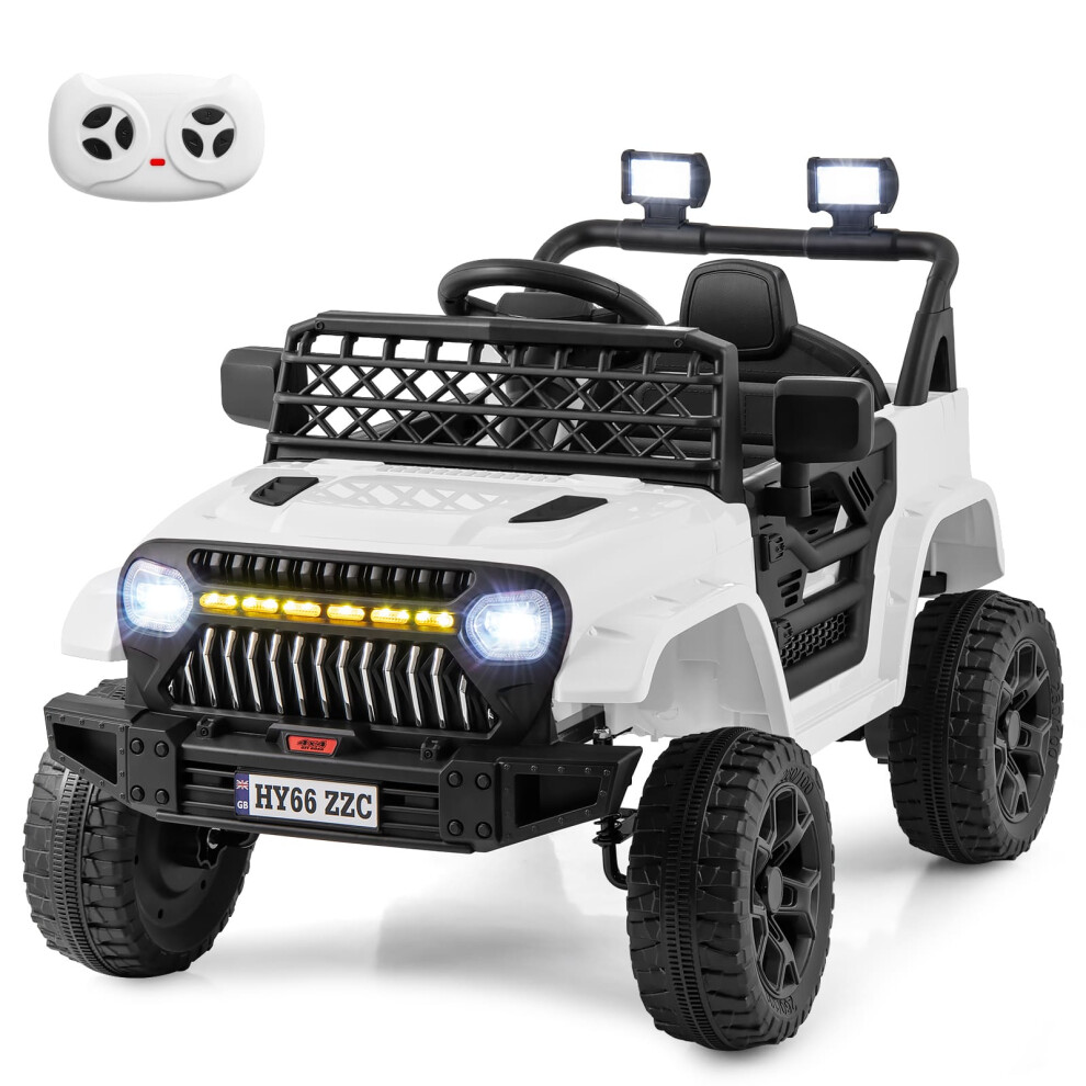 12V Kids Ride On Truck Car Battery Powered Toddler Electric Vehicle-White