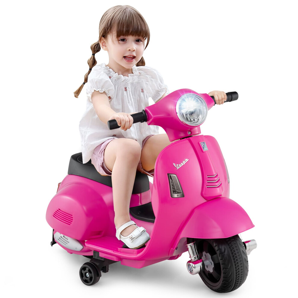 Licensed Vespa Kids Ride On Motorcycle 6VBattery Powered Motorbike-Pink