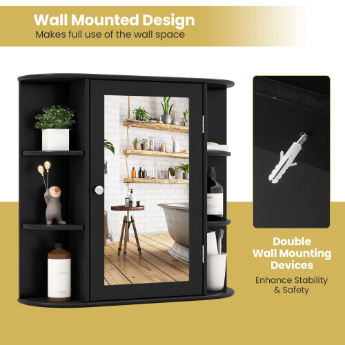 Costway Mirrored Bathroom Cabinet Wall-mounted Storage Cabinet 2