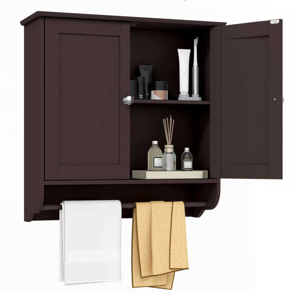 Wall Mounted Bathroom Cabinet Hanging Medicine Cabinet-Brown