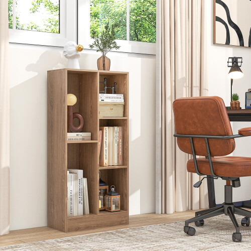 Costway 5-Cube Bookshelf Office Bookcase w/Open Storage Compartments-Natural 2