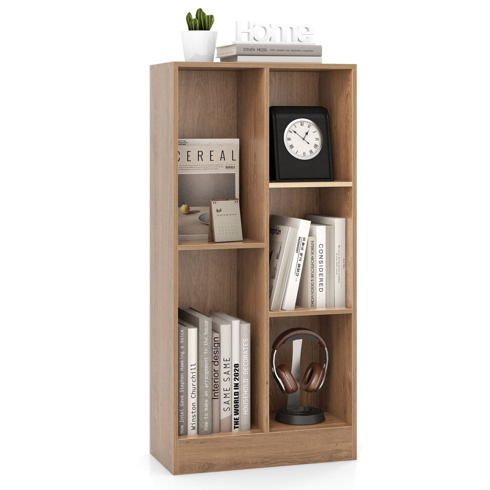 Costway 5-Cube Bookshelf Office Bookcase W/Open Storage Compartments-Natural