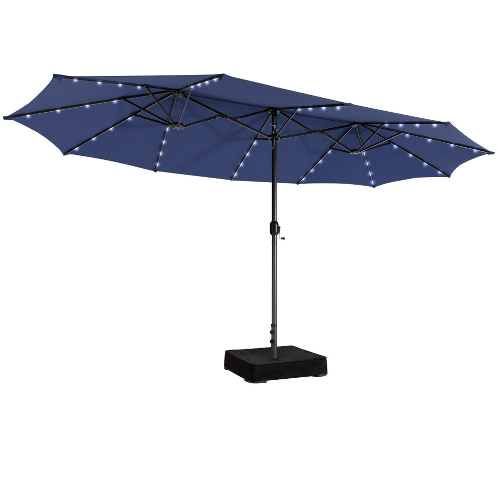 4.5m Double-sided Patio Umbrella Large Twin Umbrella w/Handle-Navy