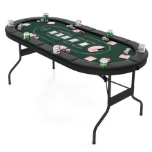 Foldable Poker Table for 8 Players Portable Oval Card Board Game Table