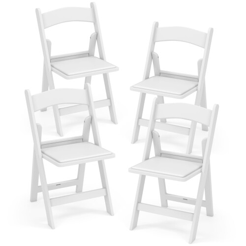 Costway 4 Pack Folding Chairs Dining Chair Set w/ Padded Seat & Back