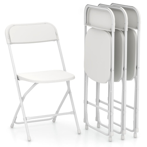 Costway 4Pack Metal Folding Chairs Portable Patio Chairs w/ Plastic Seat & Back