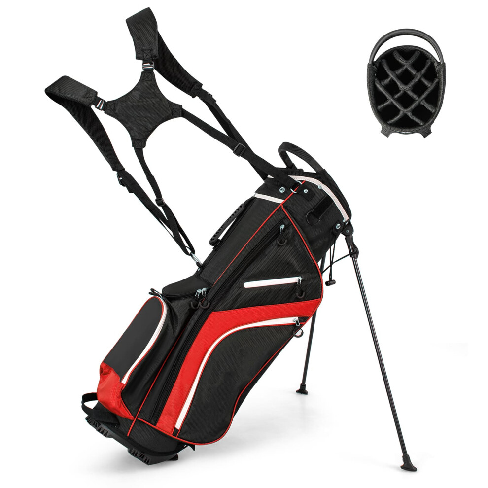 Golf Stand Bag Golf Club Bag Men & Women w/ 14 Way Top Dividers-Red