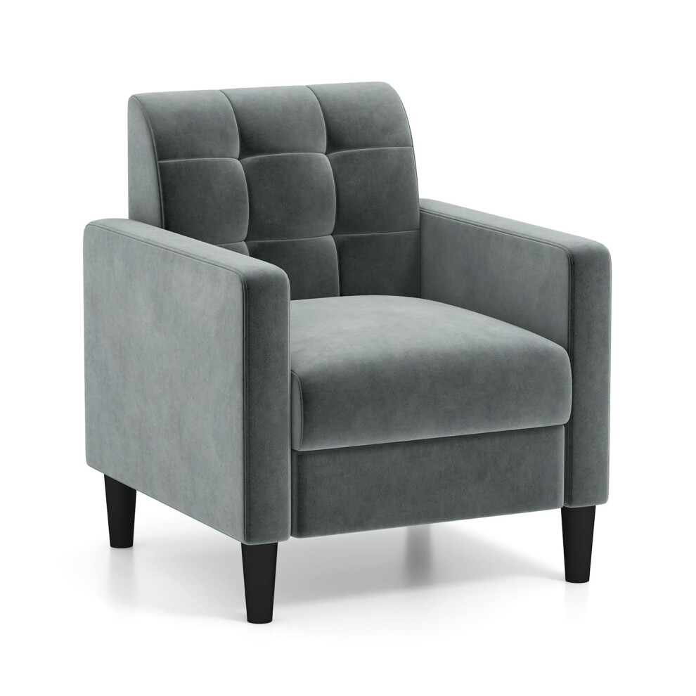Costway Mid Century Modern Velvet Accent Chair Upholstered Armchair