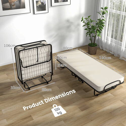 Costway Folding Bed Guest Bed with Memory Foam Mattress 1