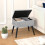 Casart Upholstered Storage Ottoman Rectangular Velvet Flip Top Stool-Grey 9