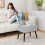 Casart Upholstered Storage Ottoman Rectangular Velvet Flip Top Stool-Grey 3