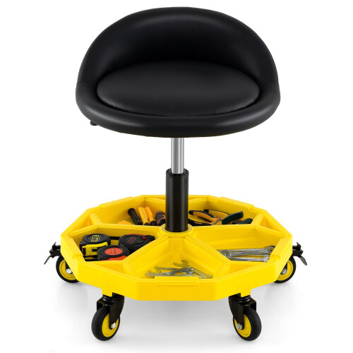 Casart Rolling Garage Stool 54-67cm Adjustable Rolling Mechanic Stool-Yellow