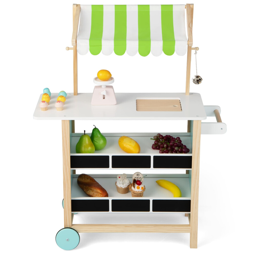 Wooden Grocery Store Toddler Supermarket Toy Pretend Play Kids Ice Cream Cart