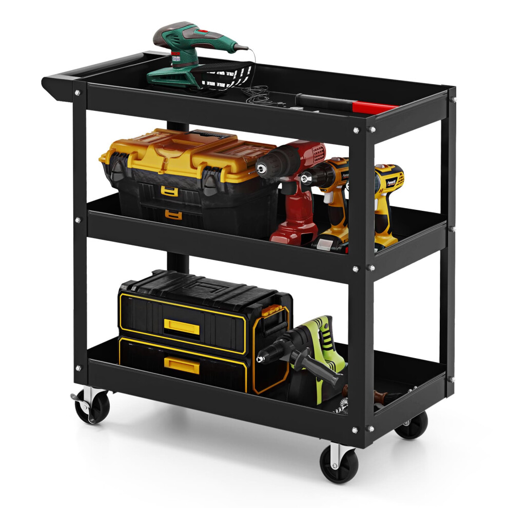 COATWAY 3-Layer Service Utility Cart Heavy Duty Unity Cart-Black