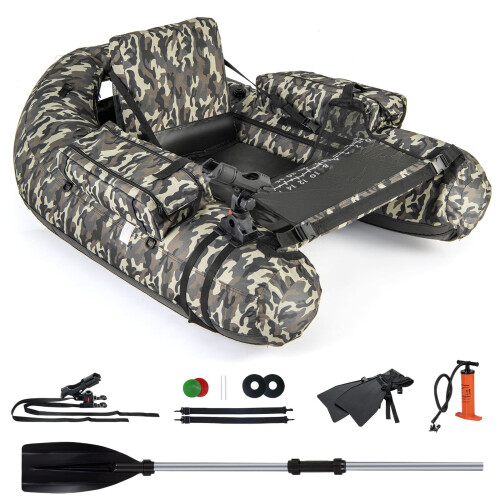 Casart Fishing Float Tube V-Shaped Inflatable Float Tube-Camouflage