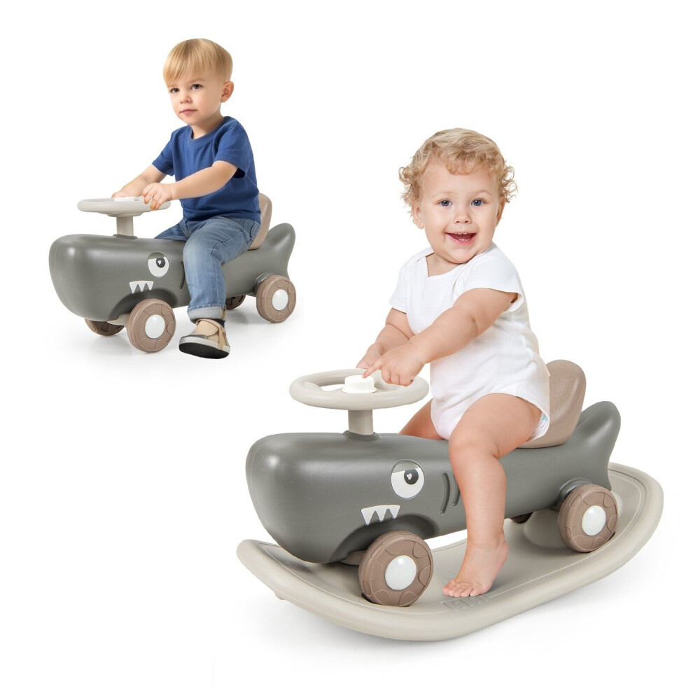 Kids 3-in-1 Convertible Rocking Horse & Sliding Car Indoor Outdoor