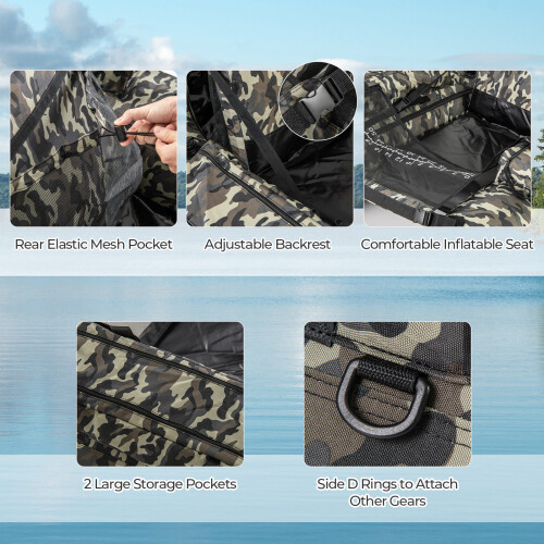 Casart Fishing Float Tube V-Shaped Inflatable Float Tube-Camouflage 2