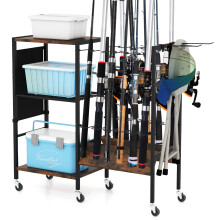 Fishing Rod Holder Fishing Gear Tackle Cart w/ Universal Wheels