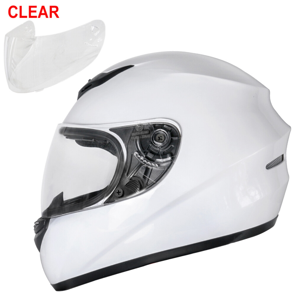 (White + Clear Visor, XS) ZORAX ZOR-819 Bike Full Face Motorcycle Helmet Motorbike Crash Helmet On Road + Optional Visor-image-OPC-PFXGW22-NEW