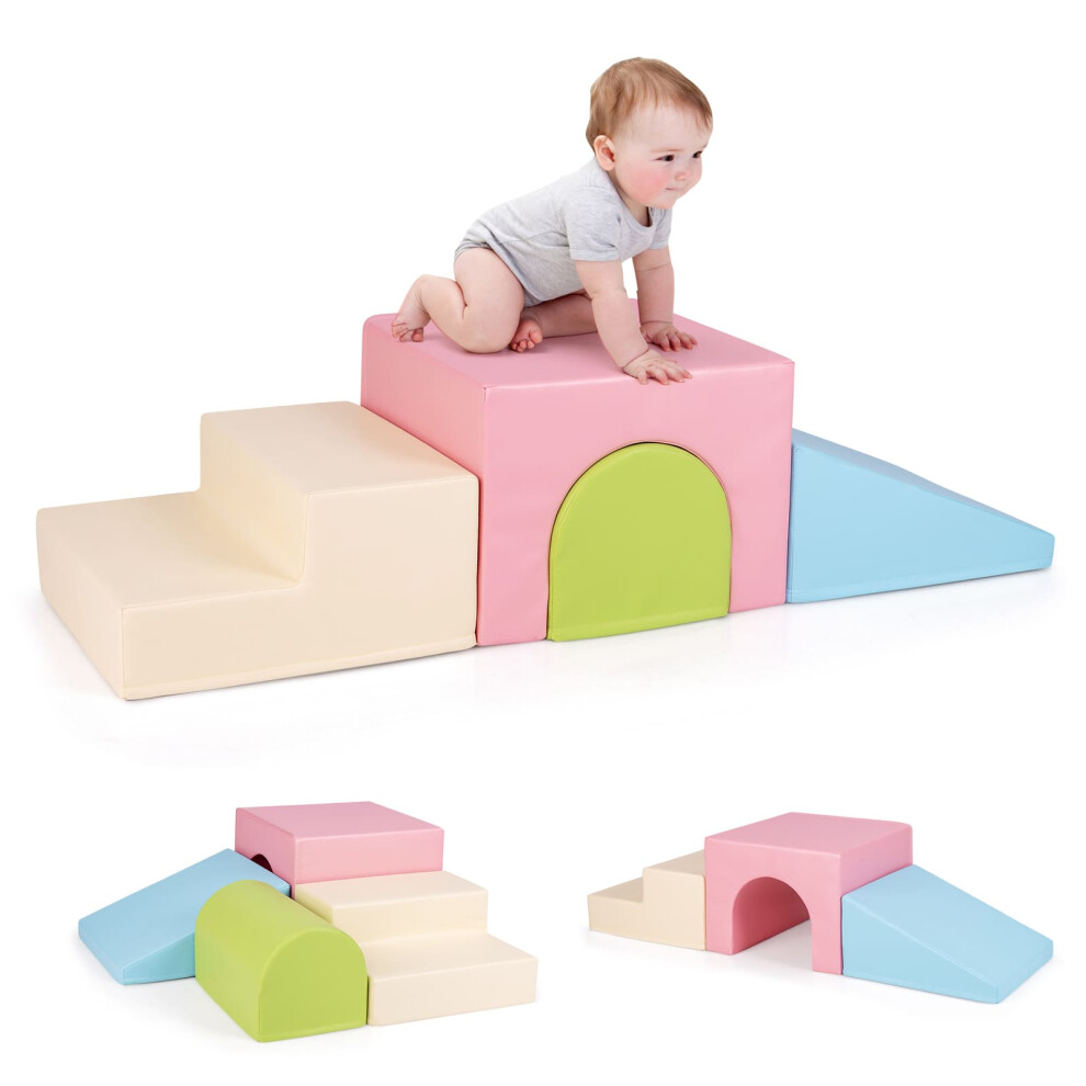 Infant Baby Climb and Crawl Foam Block Play Set-Pink