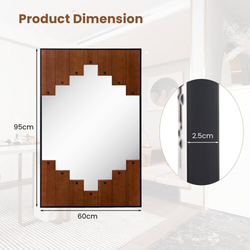 Casart Piano Key-Shaped Framed Decoration Rectangle Wall Mirror Makeup Vanity Mirror 1
