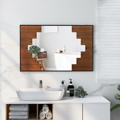 Casart Piano Key-Shaped Framed Decoration Rectangle Wall Mirror Makeup Vanity Mirror 2
