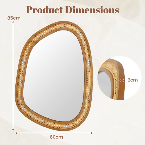 Casart Irregular PVC Rattan Wall Mirror Boho Style Decorative Mirror 1