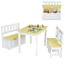 4-Piece Kid Table & Chair Set Multifunctional Kid-Sized Furniture-Natural